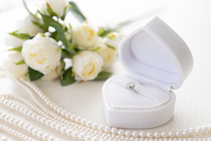 ブライダル、真珠のネックレス、結婚指輪のイメージ